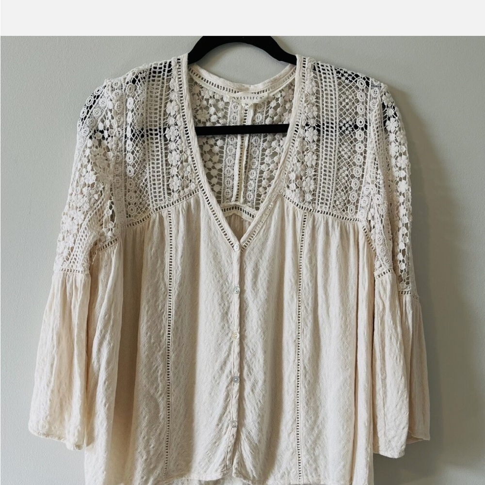 LOVESTITCH Cream Lace Crochet Women's Top